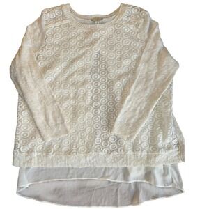 Lucky Brand Cream Lace Overlay Knit Sweater Women's‎